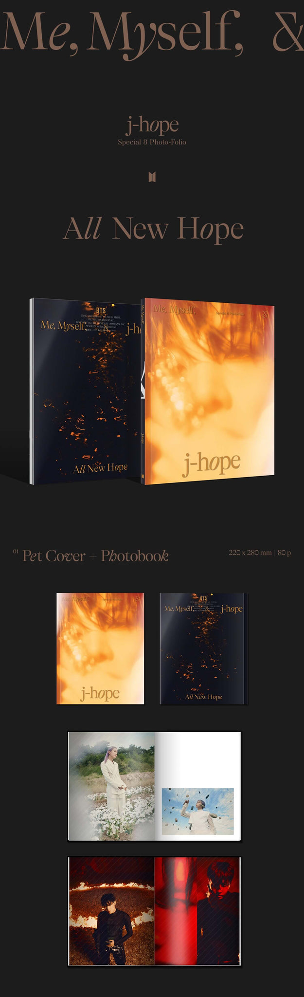 Special 8 Photo-Folio Me, Myself, and j-hope 'All New Hope' Photobook Inclusions Pet Cover Photobook