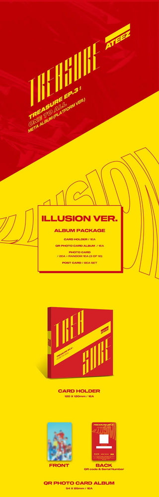 ATEEZ TREASURE EP.3 One To All Platform Version - ILLUSION Version Inclusions Card Holder QR Photocard Album