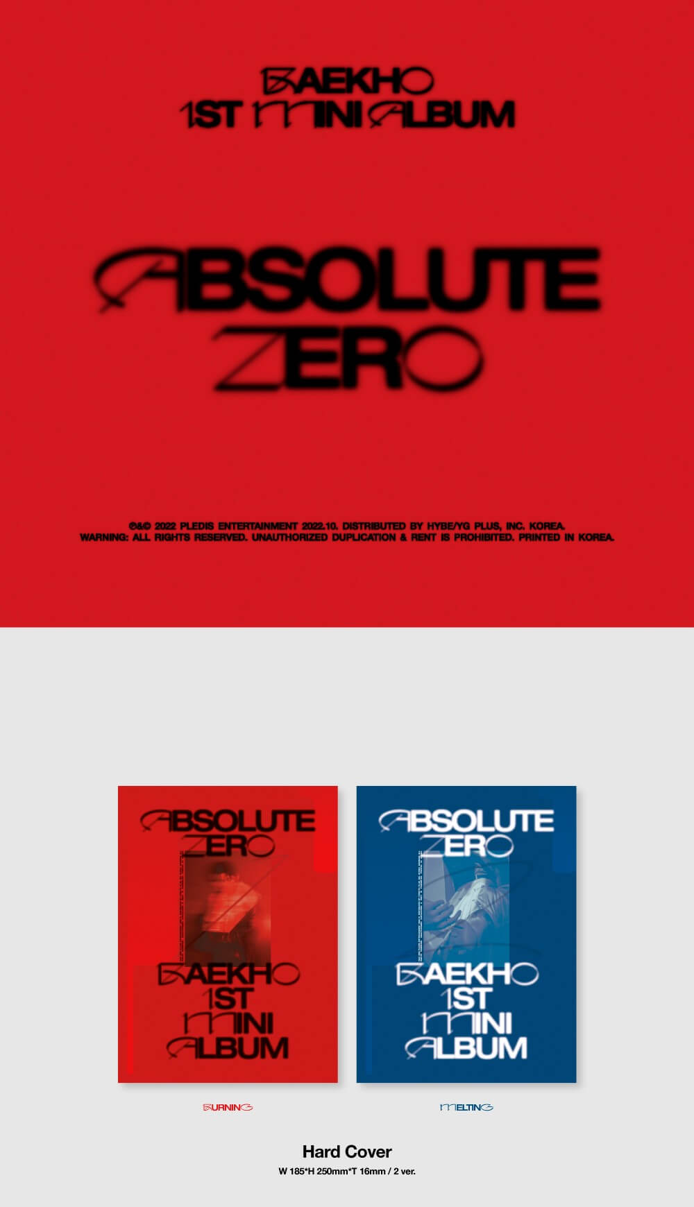 Baekho 1st Mini Album Absolute Zero Inclusions Hard Cover