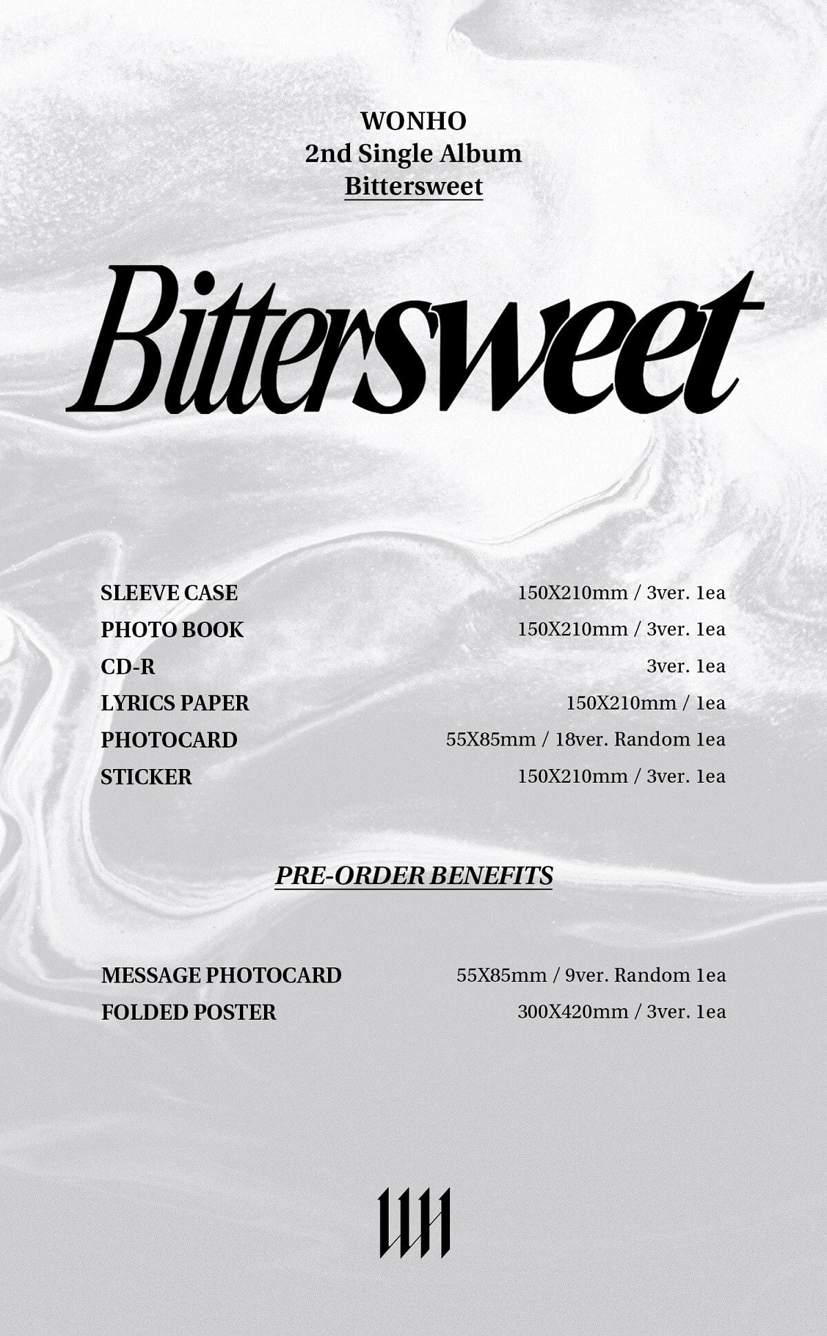 Wonho 2nd Single Album Bittersweet Ver. 1 + Ver. 2 + Ver. 3 Album Info