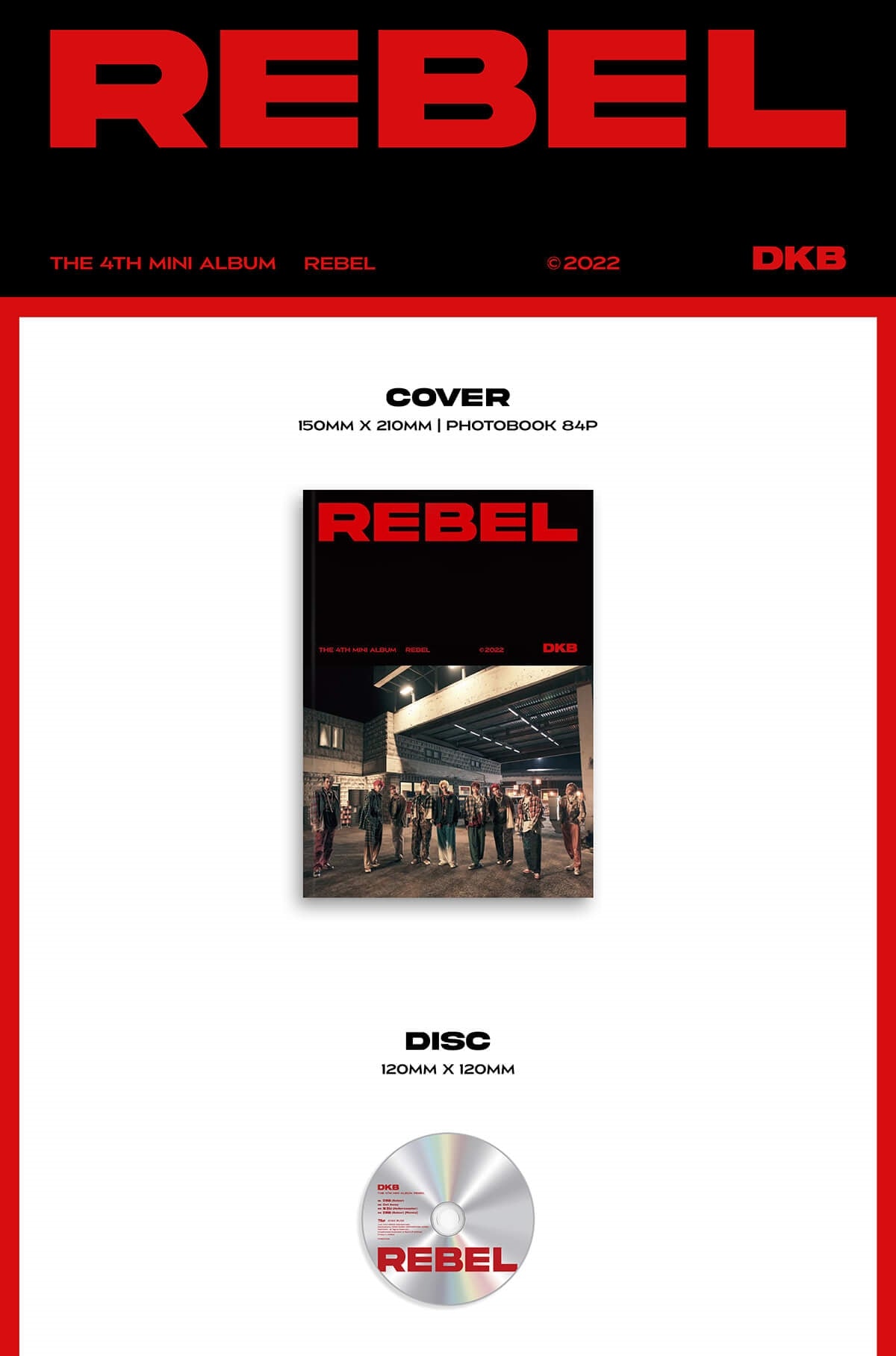 DKB 4th Mini Album REBEL Inclusions Cover Photobook CD