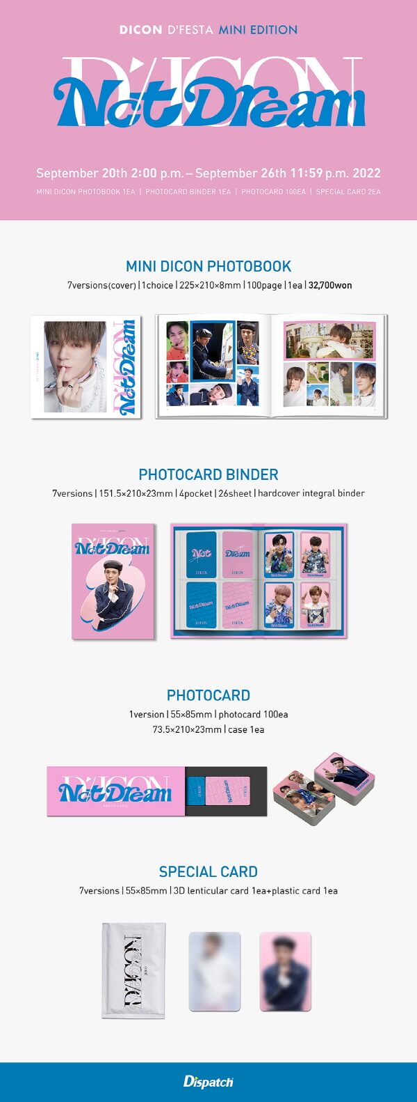 NCT DREAM DICON D’FESTA Package Mini Dicon Photobook Binder Case Photocards Special Card