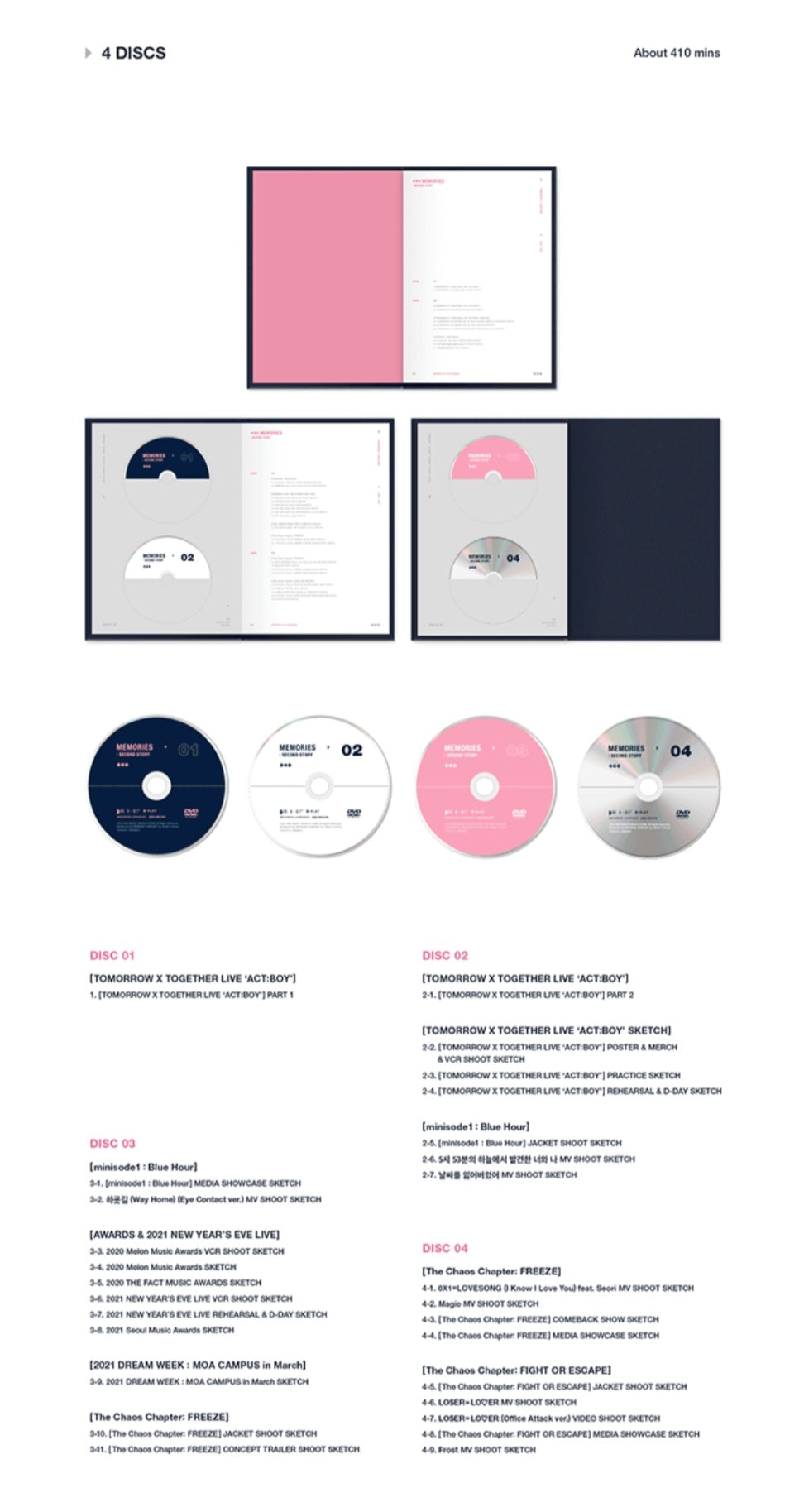 TXT - MEMORIES: SECOND STORY DVD Inclusions 4 Discs