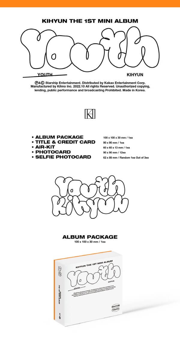 Kihyun 1st Mini Album YOUTH KiT Version Inlcusions Album Info Album Package