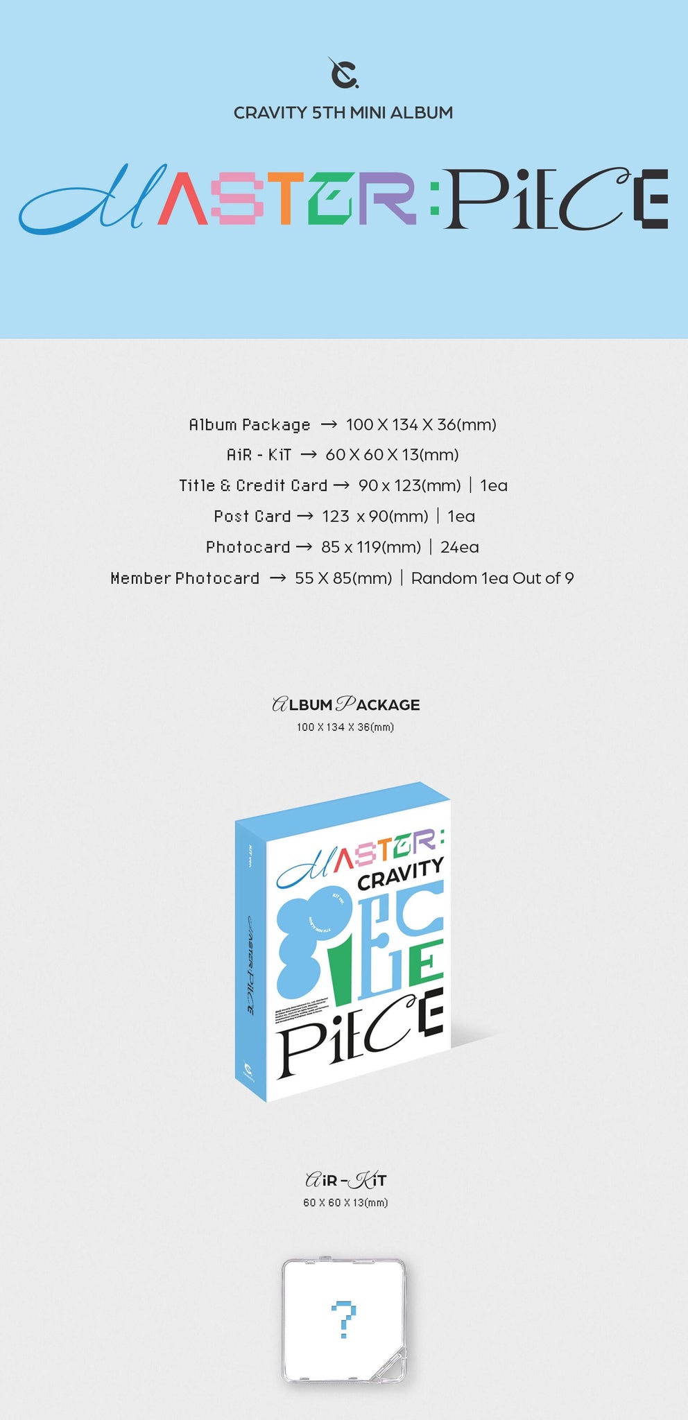 CRAVITY 5th Mini Album MASTER:PIECE - KiT Version Inclusions Album Package AiR KiT