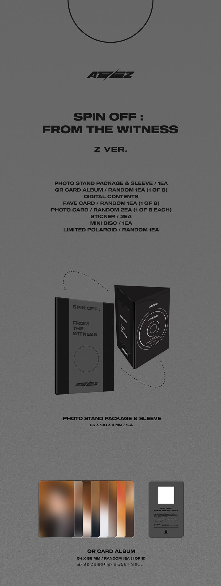 ATEEZ SPIN OFF: FROM THE WITNESS POCA Version - Z Version Inclusions Photo Stand Package Sleeve QR Card Album
