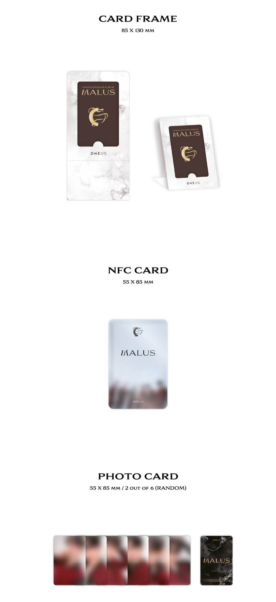 ONEUS MALUS POCA Version Inclusions Card Frame NFC Card Photocards