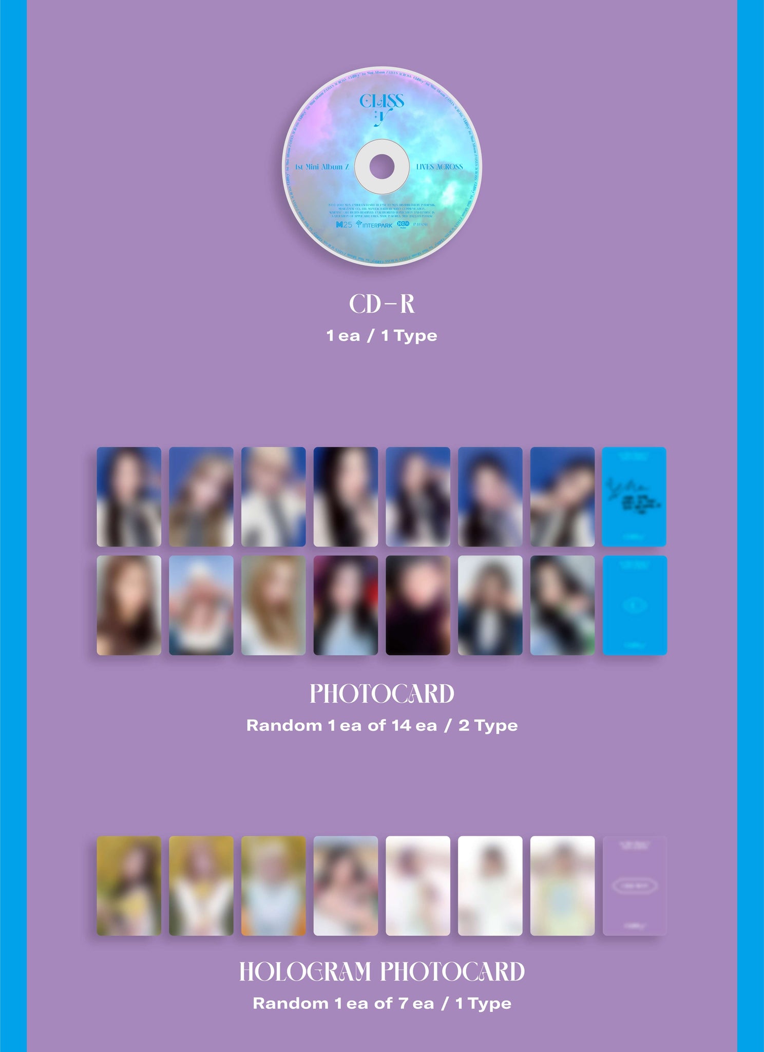 CLASS:y 1st Mini Album Z 'LIVES ACROSS' Inclusions CD Photocard Hologram Photocard
