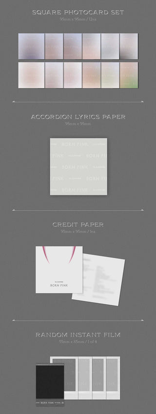 BLACKPINK BORN PINK KiT Version Inclusions Square Photocard Set Accordion Lyrics Paper Credit Paper Instant Film