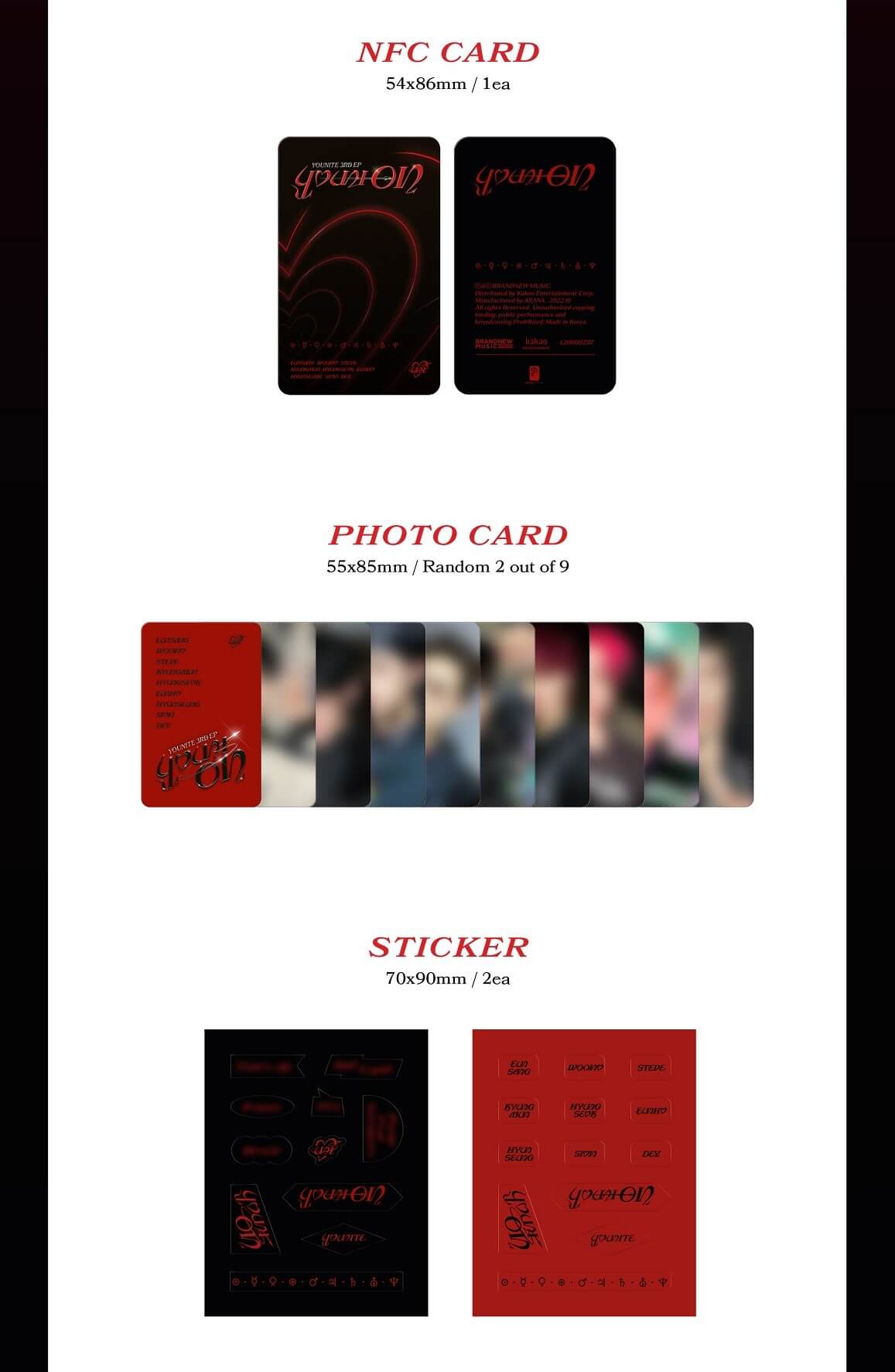 YOUNITE YOUNI-ON - POCA Version Inclusions NFC Card Photocard Sticker