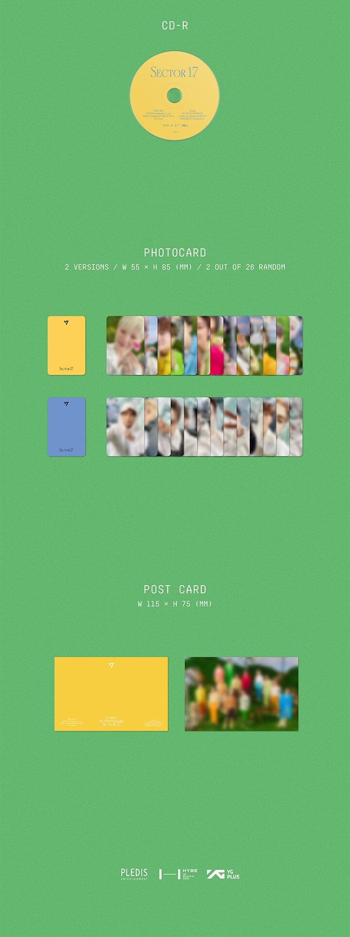 SEVENTEEN 4th Full Album Repackage SECTOR 17 Inclusions CD Photocards Postcard