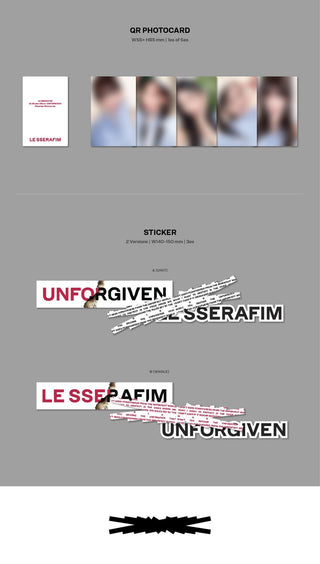 LE SSERAFIM UNFORGIVEN (Weverse Albums Ver.) Inclusions QR Photocard Sticker