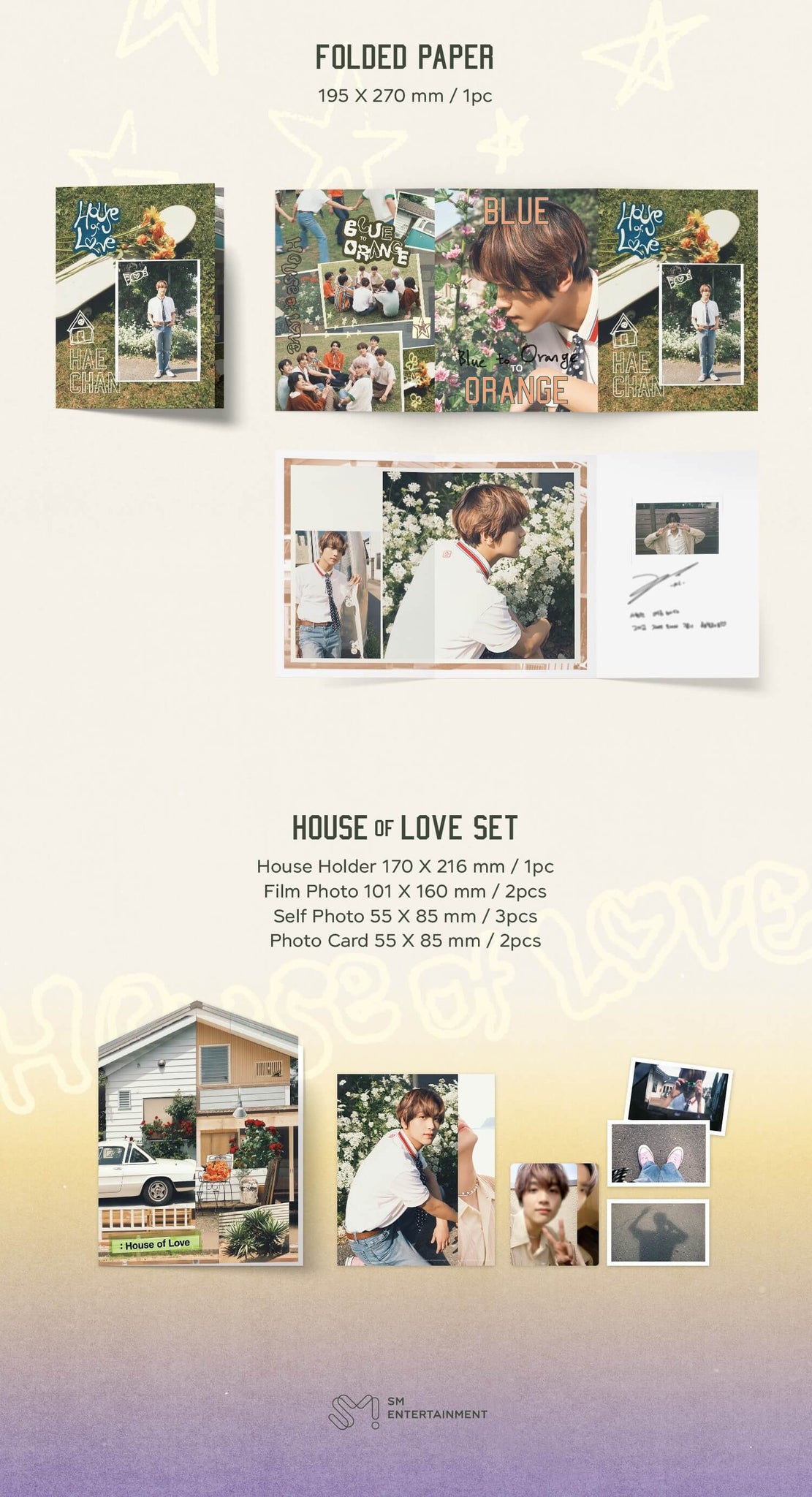 NCT 127 Photobook BLUE TO ORANGE - Haechan Version Inclusions Folded Paped House Of Love Set