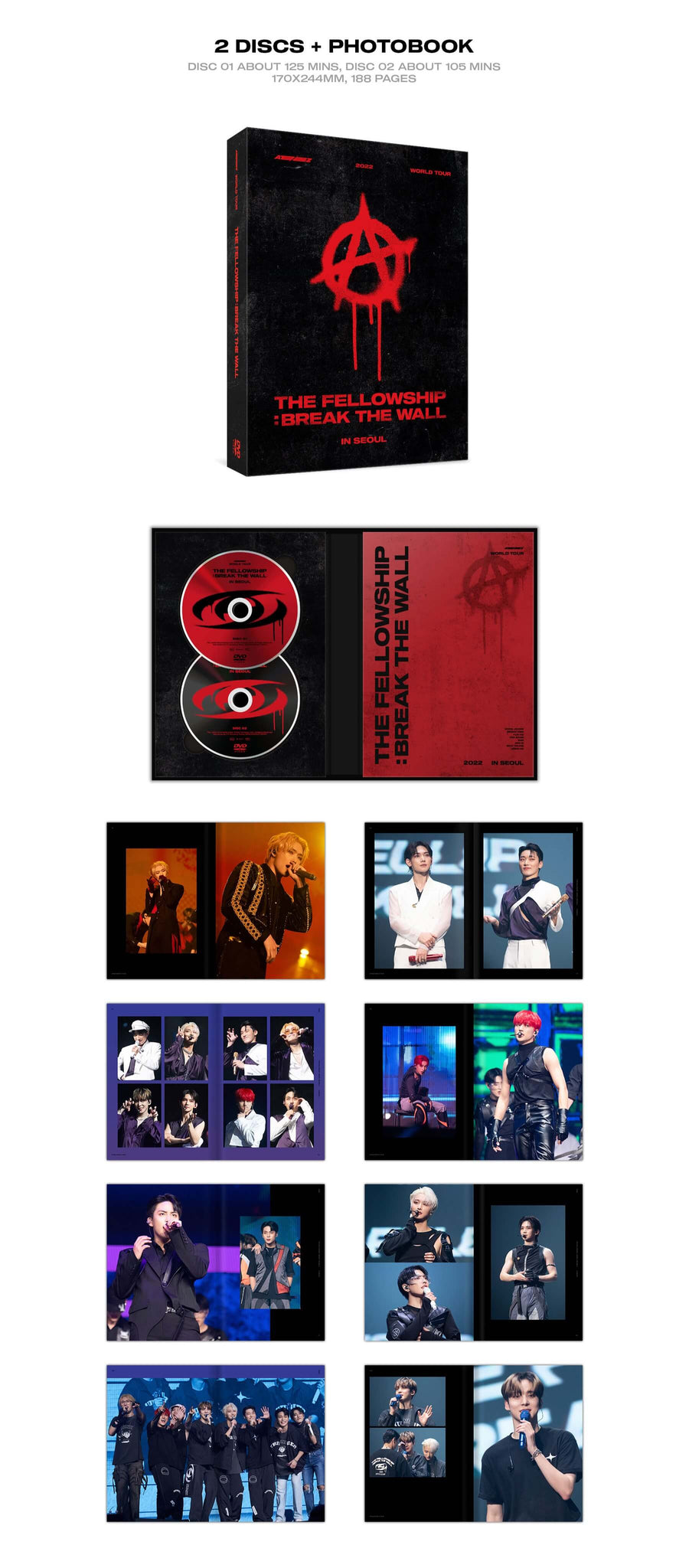 ATEEZ THE FELLOWSHIP : BREAK THE WALL IN SEOUL DVD 2 Discs Photobook