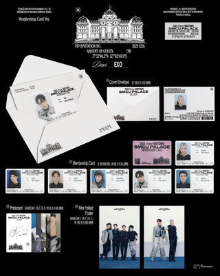 EXO 2022 Winter SMTOWN: SMCU PALACE Inclusions Cover Envelope Membership Card Photocard Mini Folded Poster