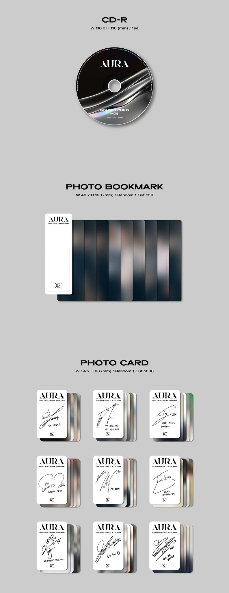 Golden Child AURA Inclusions CD Photo Bookmark Photocard