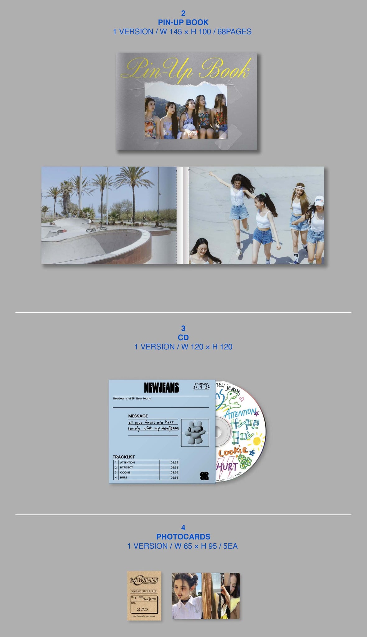 NewJeans 1st Mini Album New Jeans Bag - White Version Inclusions Pin-up Book CD Photocards