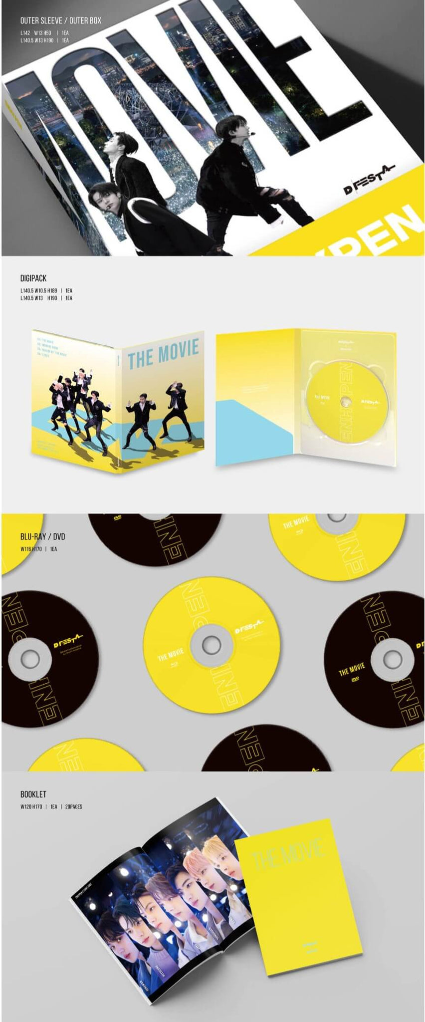 ENHYPEN D'FESTA THE MOVIE Blu-ray Inclusions Outer Sleeve Outer Box Digipack Blu-ray Disc Booklet