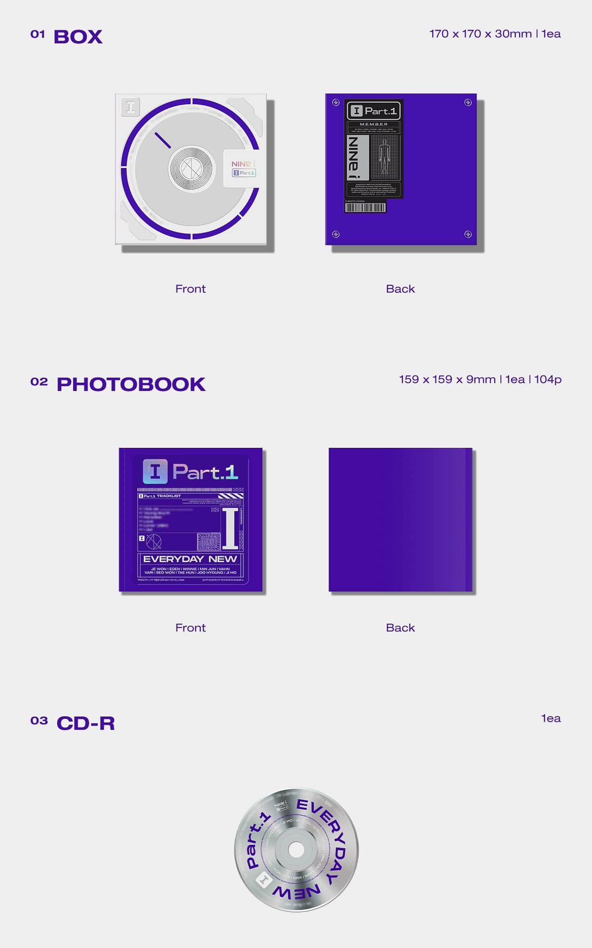 NINE.i 2nd Mini Album I (Part.1) Inclusions Box Photobook CD