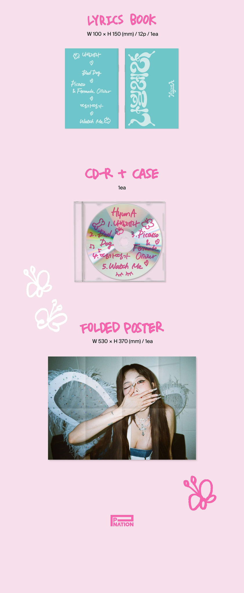 HyunA 8th Mini Album Nabillera Inclusions Lyrics Book CD Folded Poster