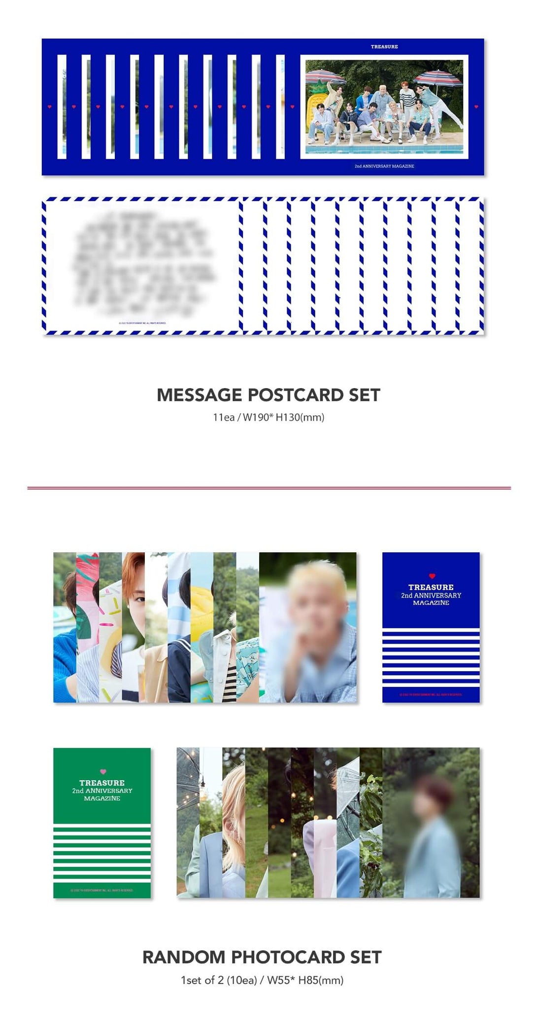 TREASURE 2nd ANNIVERSARY MAGAZINE Inclusions Message Postcard Set Photocard Set