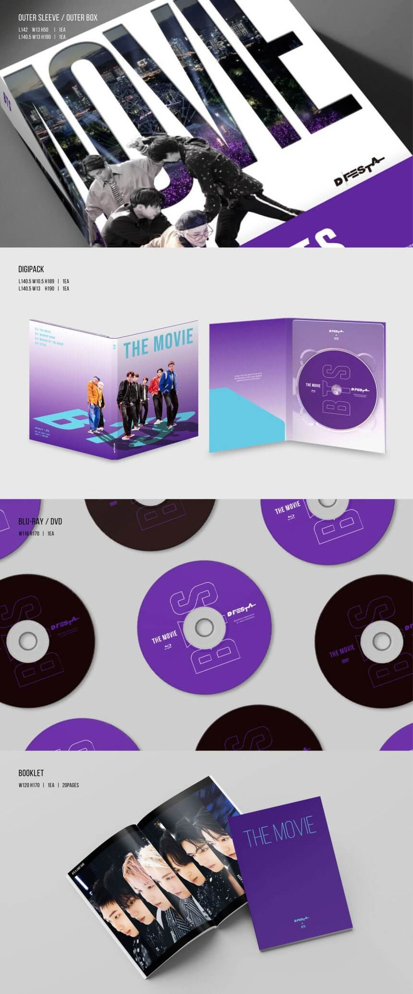 BTS D'FESTA THE MOVIE Blu-ray Inclusions Outer Sleeve Outer Box Digipack Blu-ray Disc Booklet