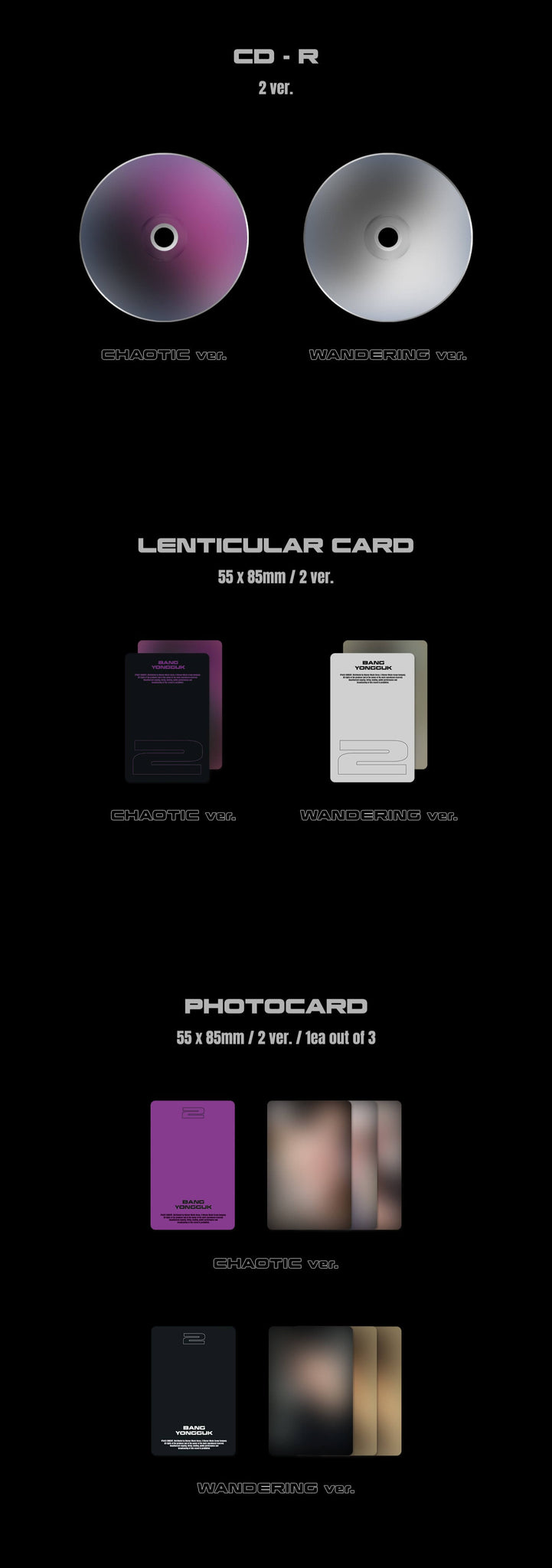 Bang Yongguk 1st EP Album 2 Inclusions CD Lenticular Card Photocard