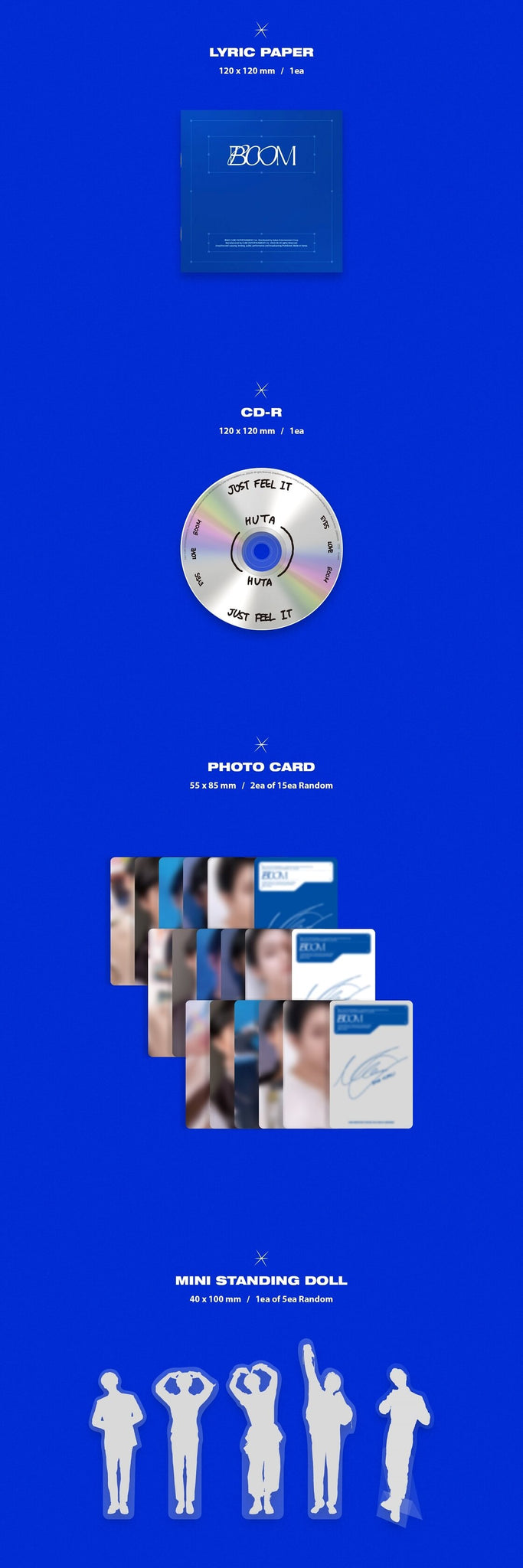 Lee Minhyuk (HUTA) 2nd Full Album BOOM Inclusions Lyric Paper CD Photocard Mini Standing Doll