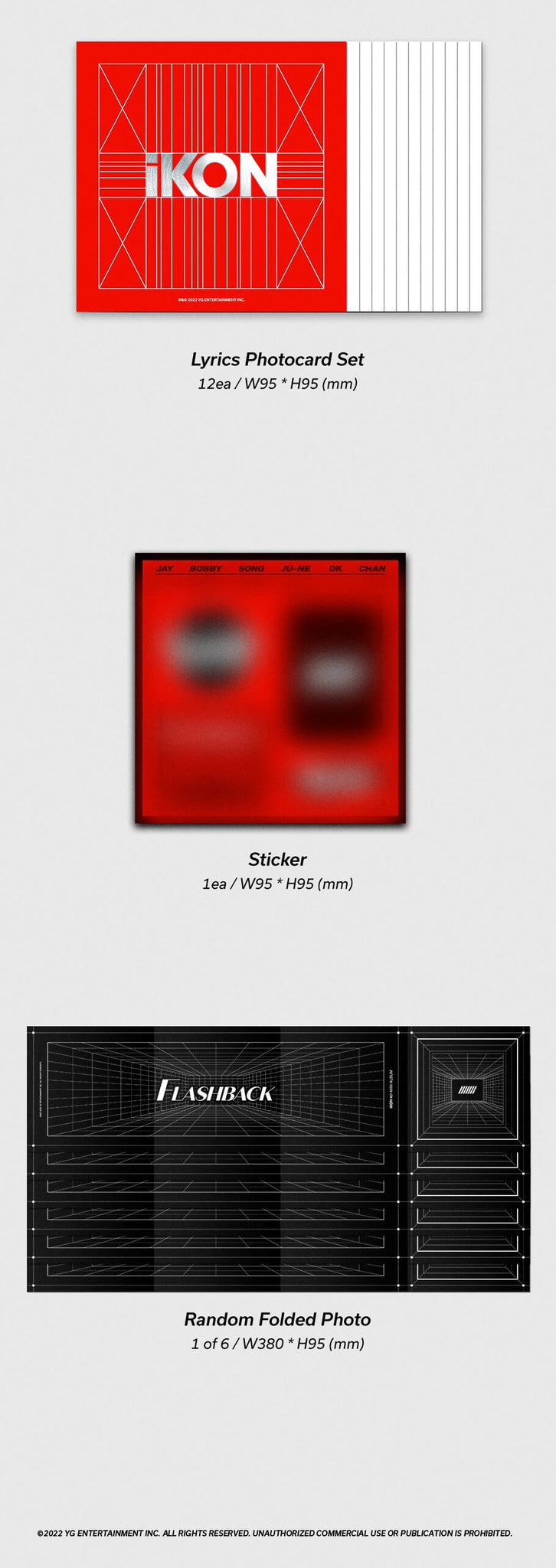 iKON FLASHBACK (KiT Version) Inclusions Lyrics Photocard Set Sticker Random Folded Photo