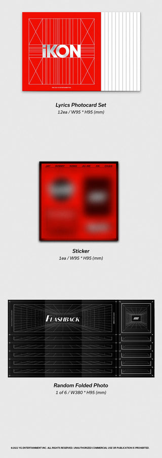 iKON FLASHBACK (KiT Version) Inclusions Lyrics Photocard Set Sticker Random Folded Photo