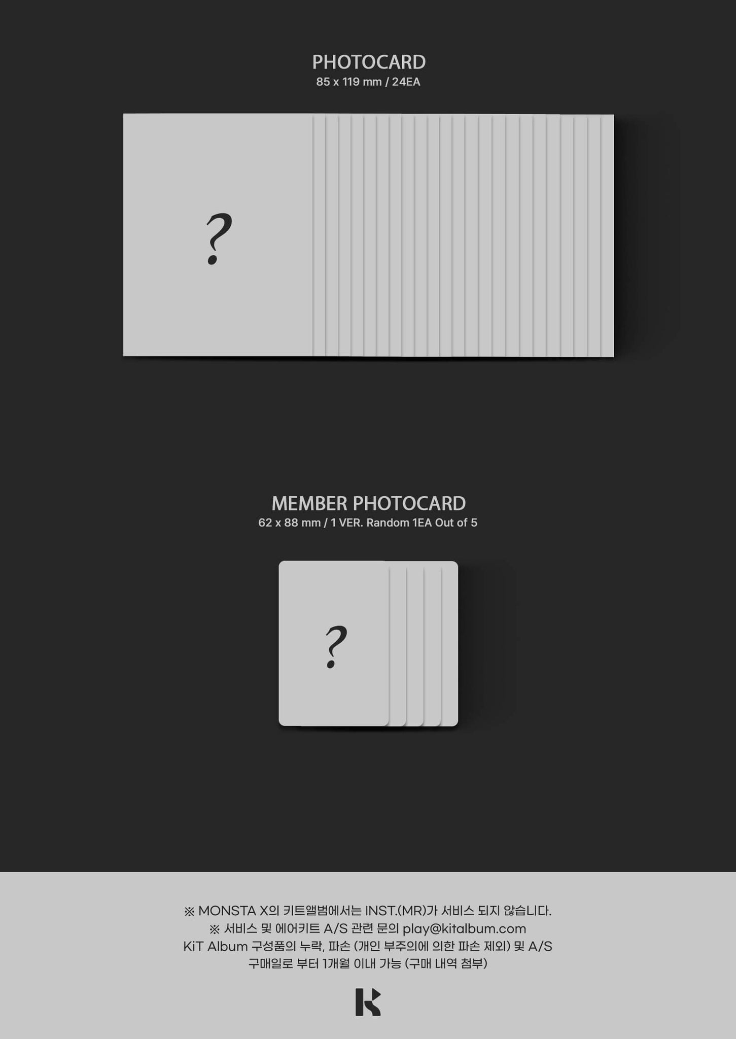 MONSTA X 12th Mini Album REASON - KiT Version Photo Cards Member Photocard