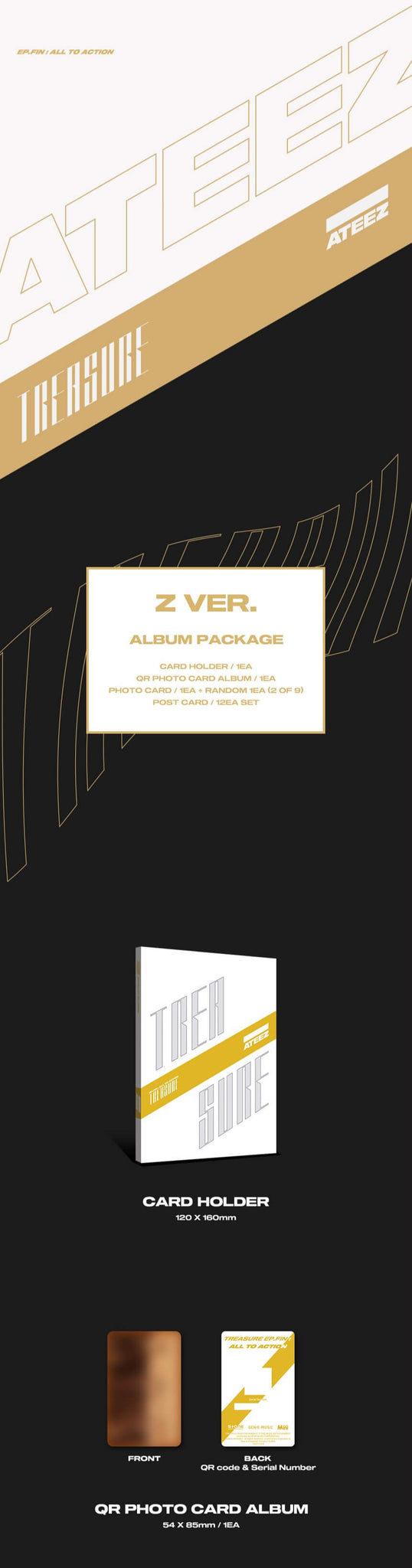 ATEEZ TREASURE EP.FIN All To Action Platform Version - Z Version Inclusions Card Holder