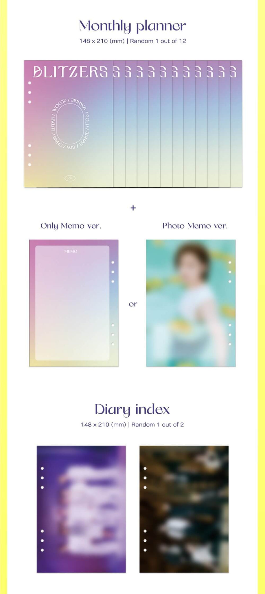 BLITZERS 3rd Mini Album WIN-DOW Inclusions Monthly Planner Diary Index