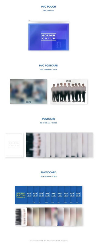 2022 GOLDEN CHILD 1ST PHOTOBOOK 'THE' Inclusions PVC Pouch PVC Postcard Postcard Photocards