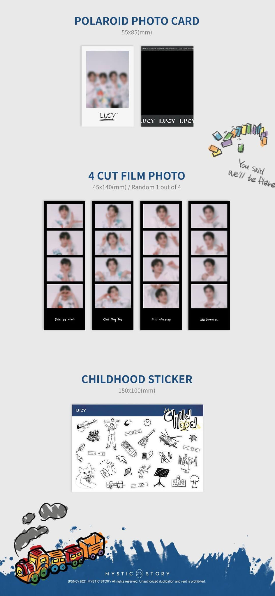 LUCY 1st Full Album Childhood Inclusions Polaroid Photocard 4Cut Film Photo Childhood Sticker