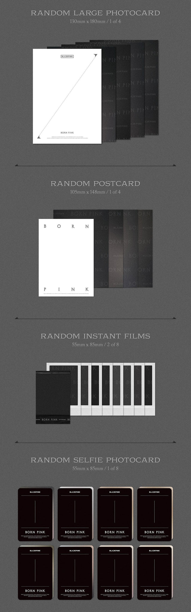 BLACKPINK BORN PINK BOX SET BLACK Version Inclusions Large Photocard Postcard Instant Films Selfie Photocard