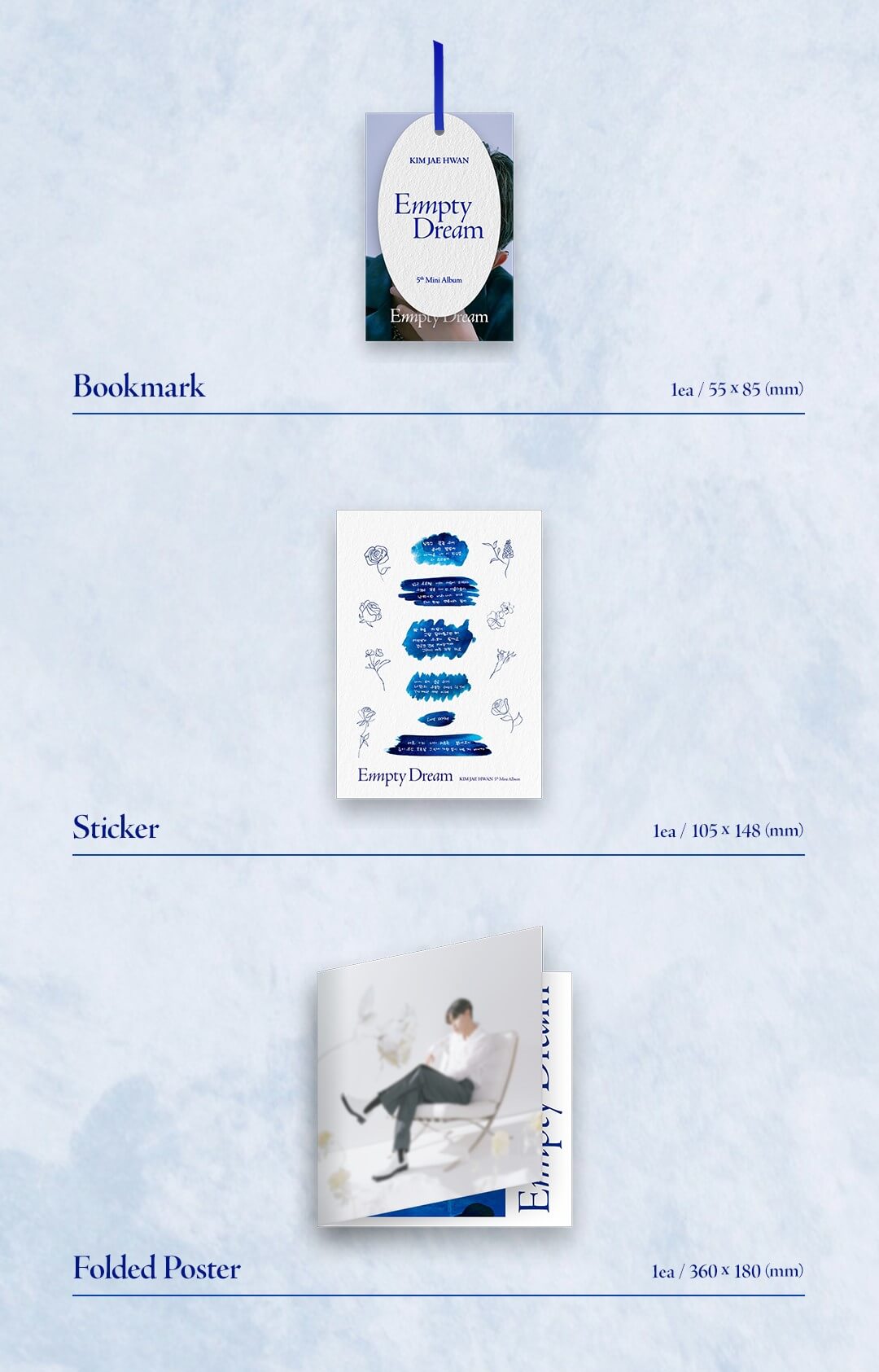 Kim Jae Hwan Empty Dream Limited Edition Inclusions Bookmark Sticker Folded Poster