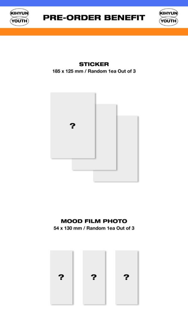 Kihyun 1st Mini Album YOUTH Inclusions Pre-order Benefits Sticker Mood Film Photo