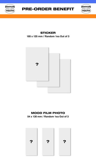 Kihyun 1st Mini Album YOUTH Inclusions Pre-order Benefits Sticker Mood Film Photo