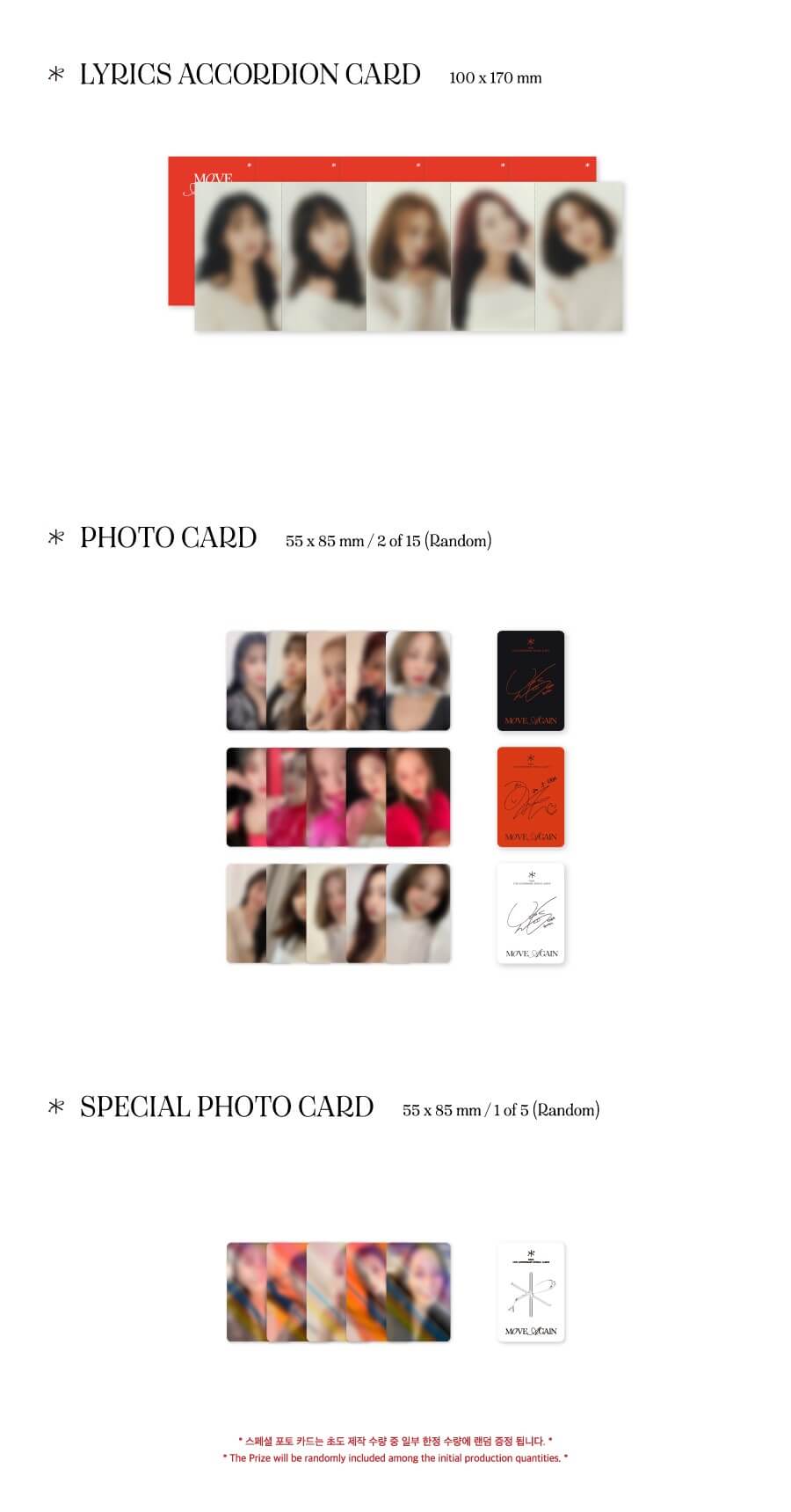 KARA 15th Anniversary Special Album MOVE AGAIN Inclusions Lyrics Accordion Card Photocards 1st Press Only Special Photocard