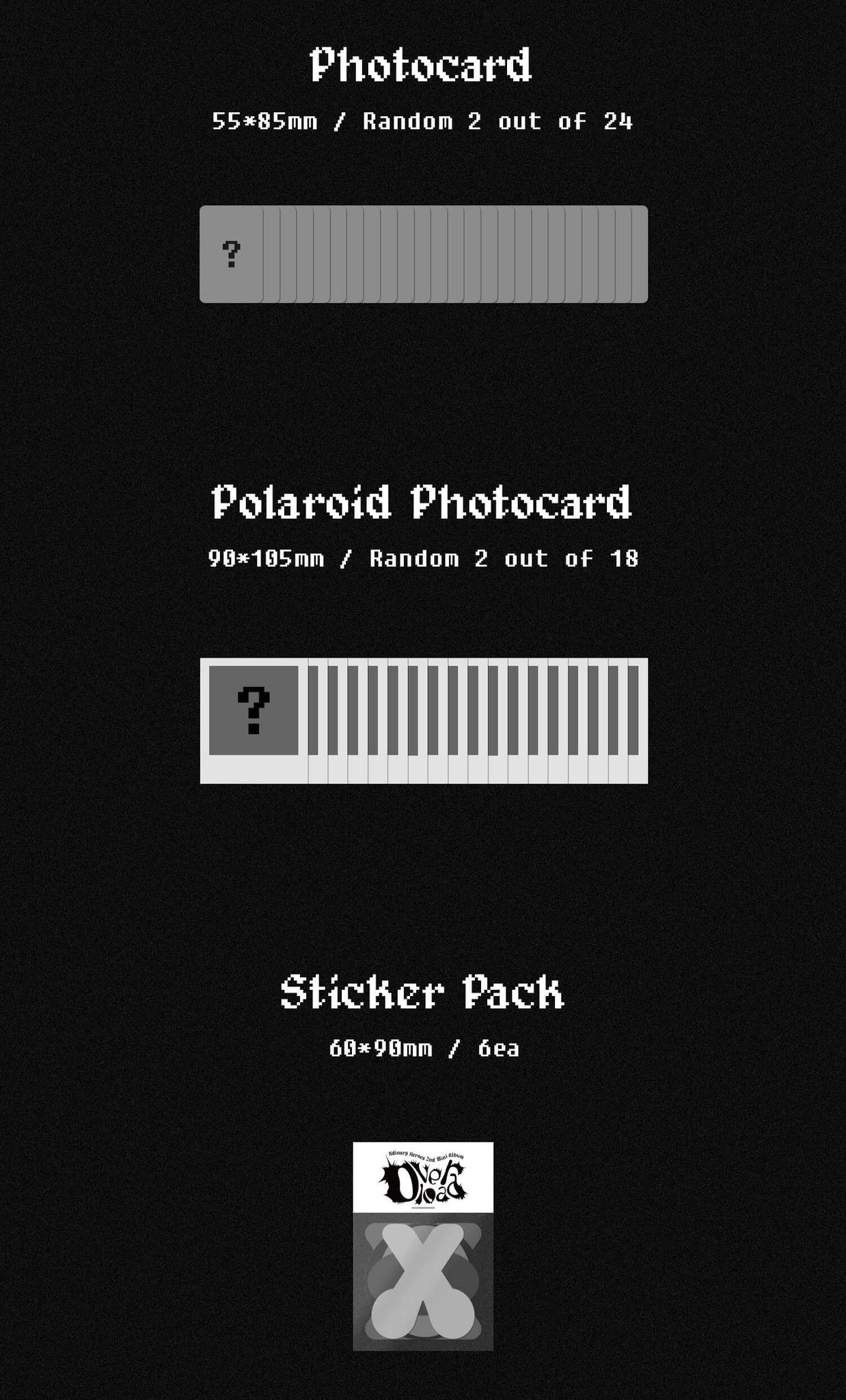 Xdinary Heroes 2nd Mini Album Overload Inclusions Photocards Polaroid Photocards Sticker Pack