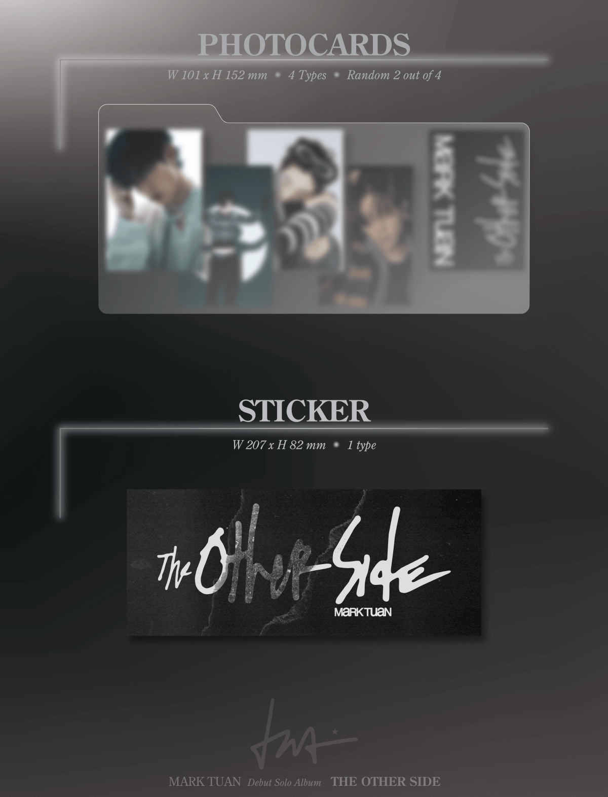 Mark Tuan Debut Solo Album the other side Inclusions Photocards Sticker