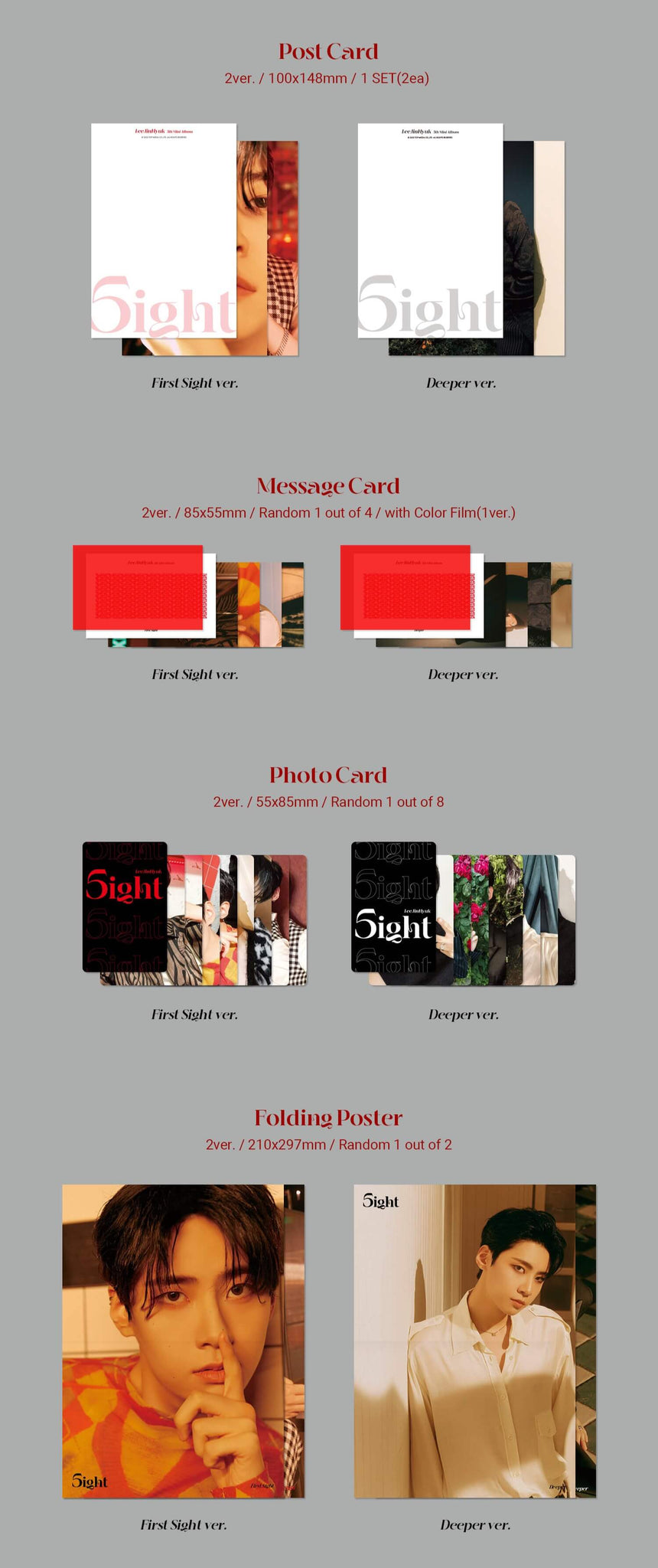 Lee Jin Hyuk 5th Mini Album 5ight Inclusions Postcard Message Card Photocard Folding Poster