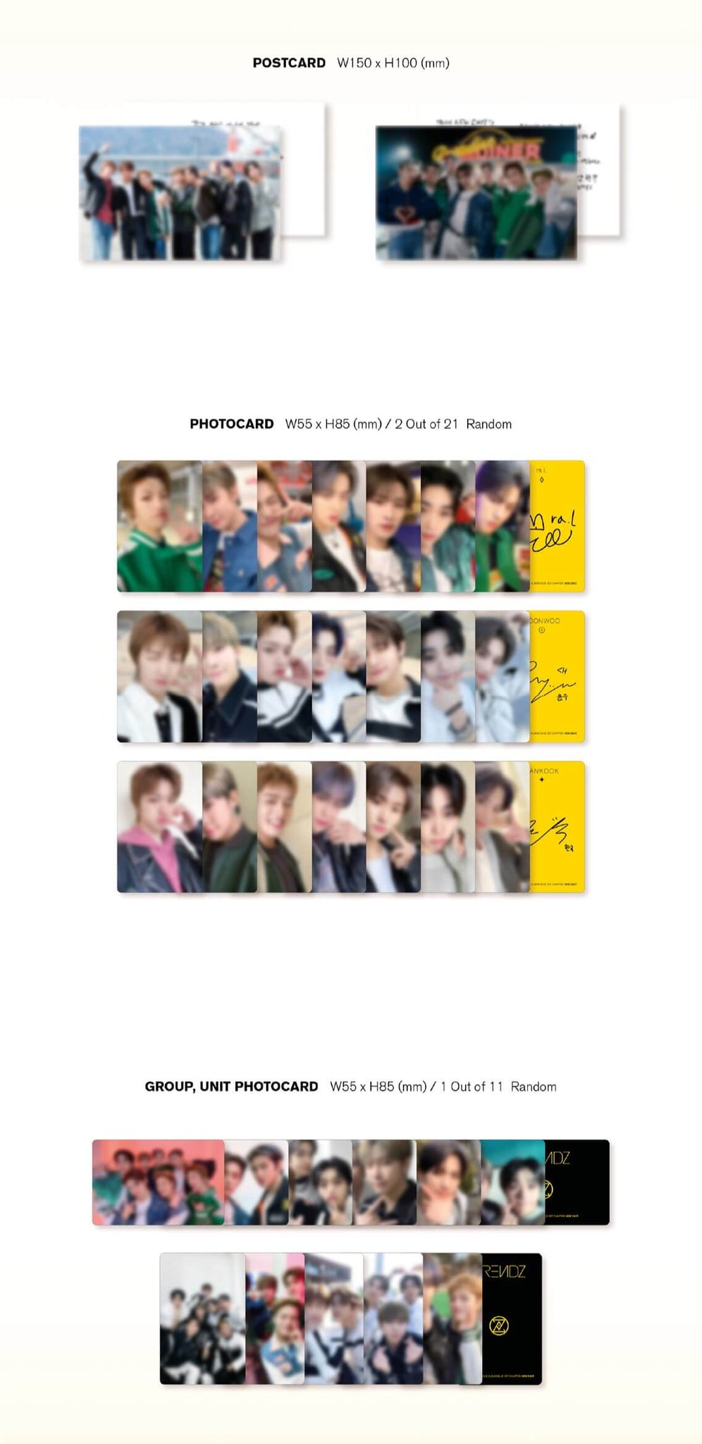 TRENDZ 2nd Single Album BLUE SET Chapter. NEW DAYZ Inclusions Postcard Photocards Group / Unit Photocard