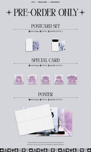 ITZY CHECKMATE (Standard Edition) Inclusions Pre-order Benefits Postcard Set Special Card Poster