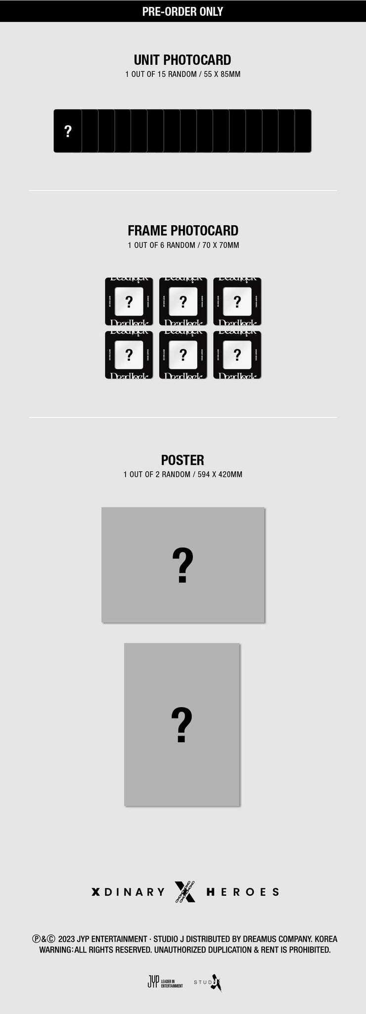 Xdinary Heroes Deadlock - Standard Version Inclusions Pre-order Benefits Unit Photocard Frame Photocard Poster