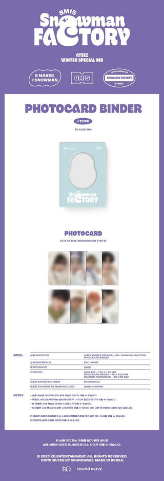 ATEEZ SNOWMAN FACTORY Winter Special MD - Photocard Binder Inclusions Package Photocard Binder Photocard