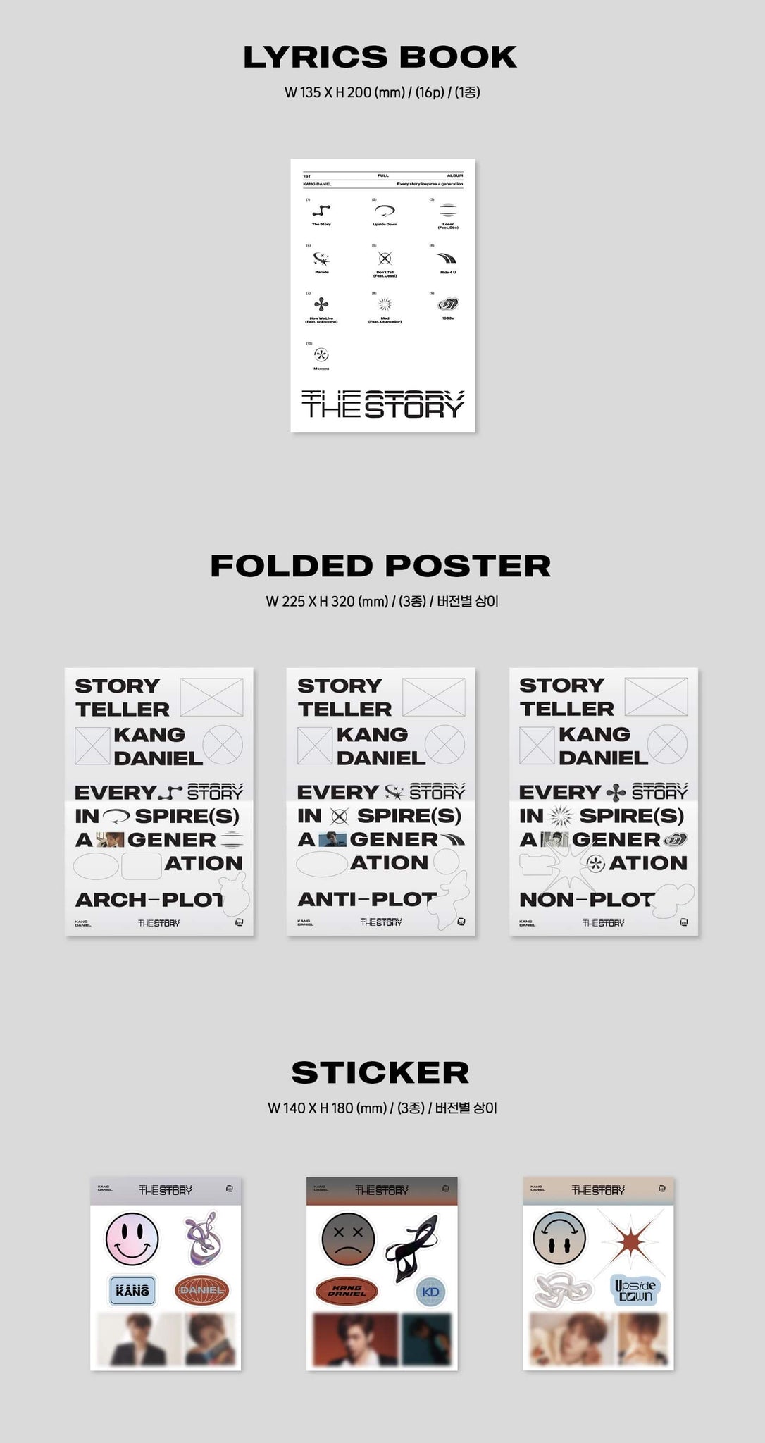 Kang Daniel 1st Full Album The Story Inclusions Lyrics Book Folded Poster Sticker