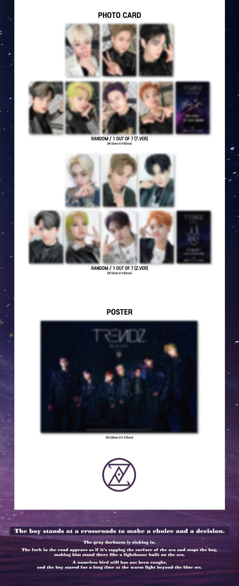 TRENDZ 2nd Mini Album BLUE SET Chapter 2. CHOICE Inclusions Photocard T Z Version 1st Press Only Poster