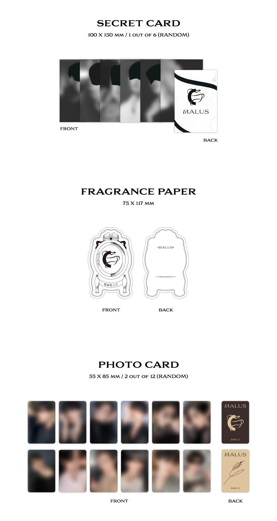 ONEUS MALUS MAIN Version Inclusions Secret Card Fragrance Paper Photocards